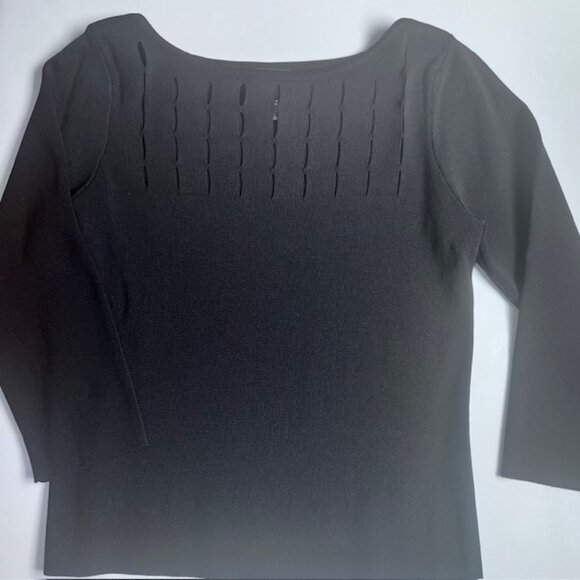 BLACK CUT OUT NECK  BLOUSE NO IRON - Picture 2 of 9